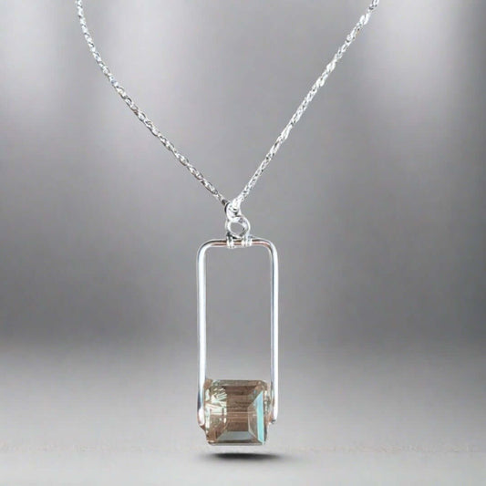 Artisan Crafted Champagne Crystal Pendant Necklace Handmade in USA