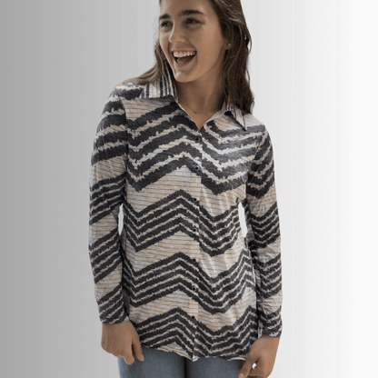 Designer Zig Zag Snap Down Top Made in USA