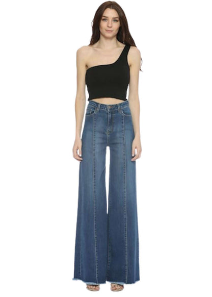 High Waist Flare Leg Denim Jeans - Clearance Final Sale