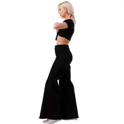 High Waist Flare Leg Denim Jeans - Clearance Final Sale