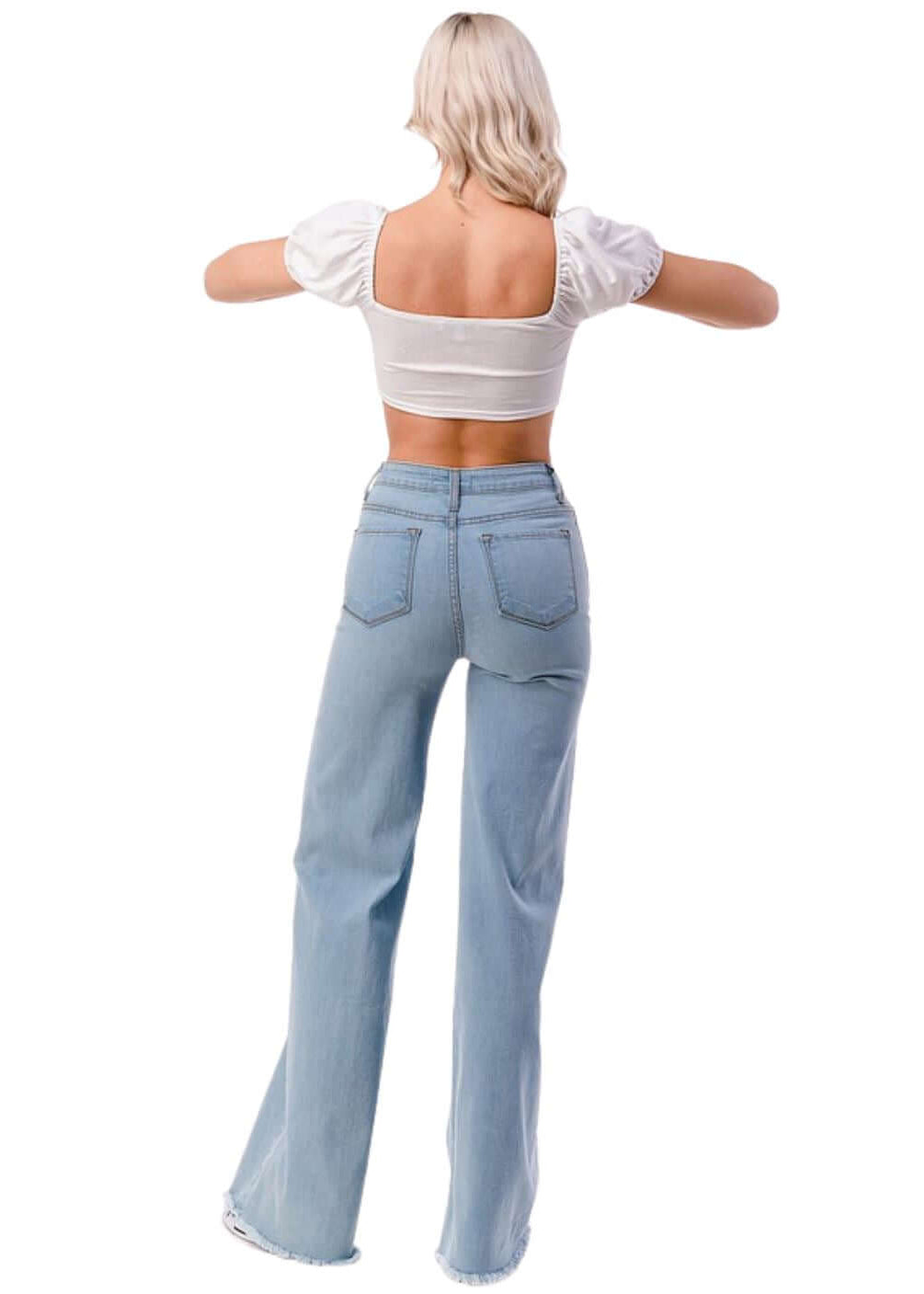 High Waist Flare Leg Denim Jeans - Clearance Final Sale