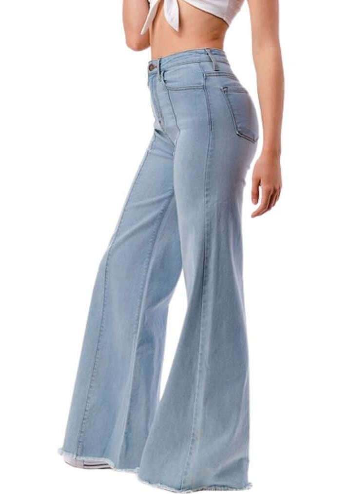 High Waist Flare Leg Denim Jeans - Clearance Final Sale