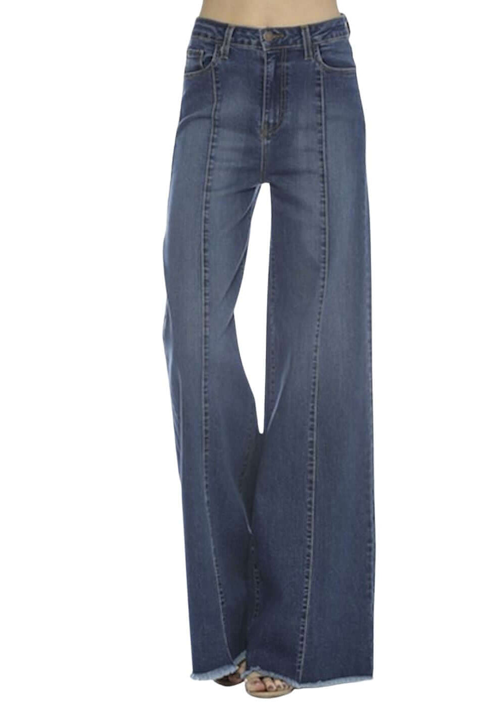 High Waist Flare Leg Denim Jeans - Clearance Final Sale