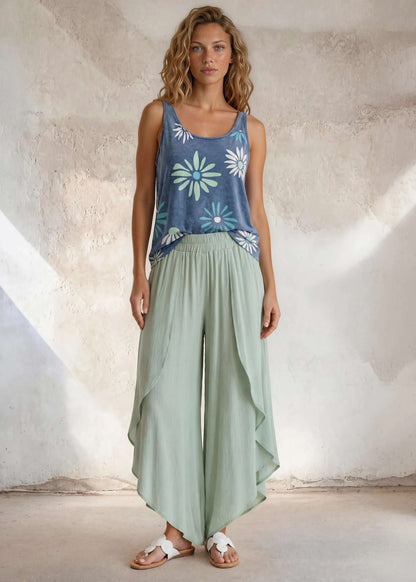 Val's Vacation Flowy Pants (New Sage)