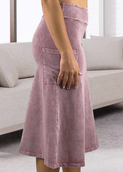 Ashville Versatile Cotton Skirt Pink Denim