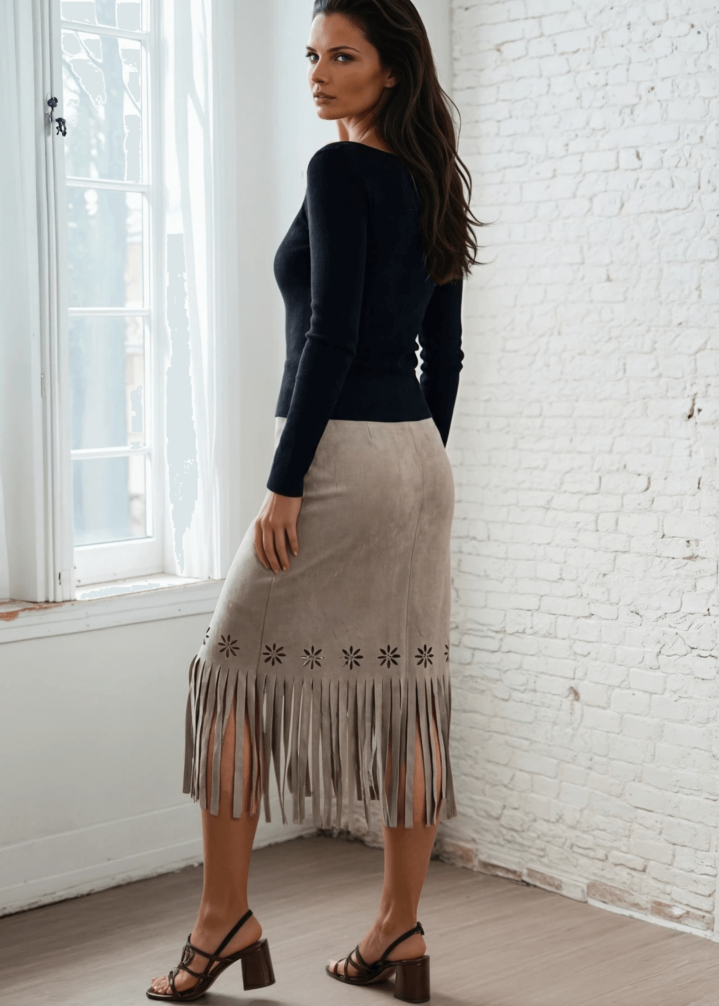 Leia Laser Cut Fringe Overlay Skirt