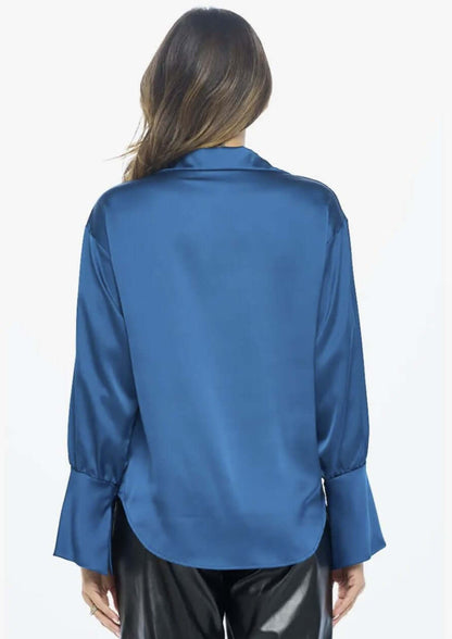 Stunning Satin Cowl Neck Top with Split Cuff Top CLEARANCE FINAL SALE