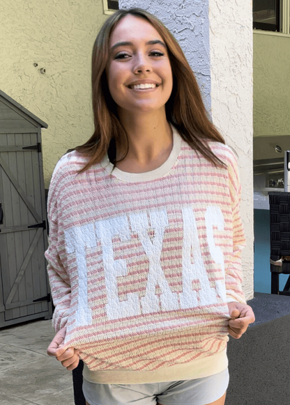 Graphic "TEXAS" Oversized Sweatshirt - Pink