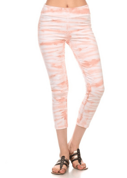 Apricot Tie Dye Capri Leggings CLEARANCE FINAL SALE