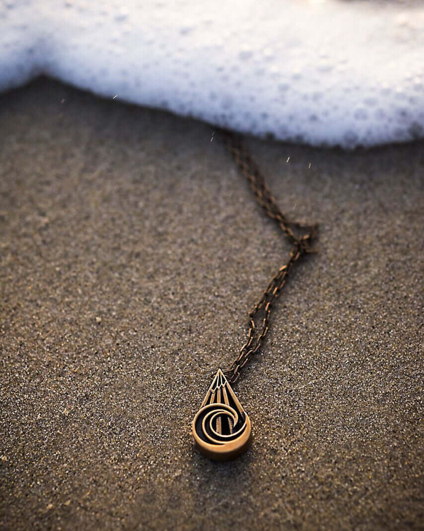 PEACE Mountain Wave Necklace - Bronze